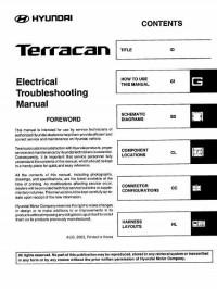 Electrical Troubleshooting Manual Hyundai Terracan 2004-2005 г.