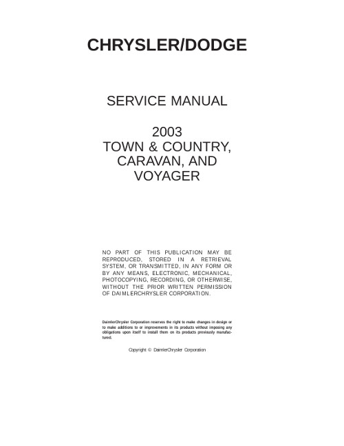 2001 chrysler town and country repair manual download