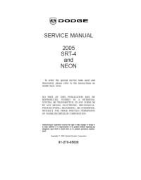 Service Manual Dodge Neon/Neon SRT-4 2005 г.