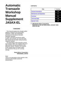Automatic Transaxle Workshop Manual JA5AX-EL