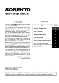 Body Shop Manual Kia Sorento.