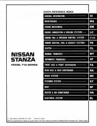 Service Manual Nissan Stanza 1989 г.