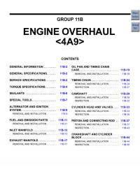 Engine Overhaul Manual Mitsubishi 4A9.