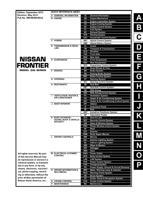 Инструкция по эксплуатации и руководство по ремонту Nissan Frontier