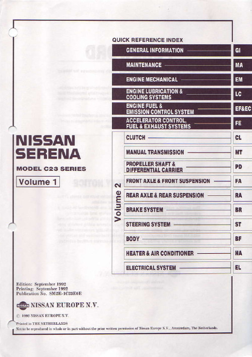 Nissan serena owners manual english